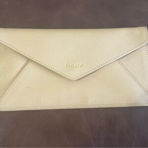 DKNY Cream Envelope Clutch with Subtle Logo